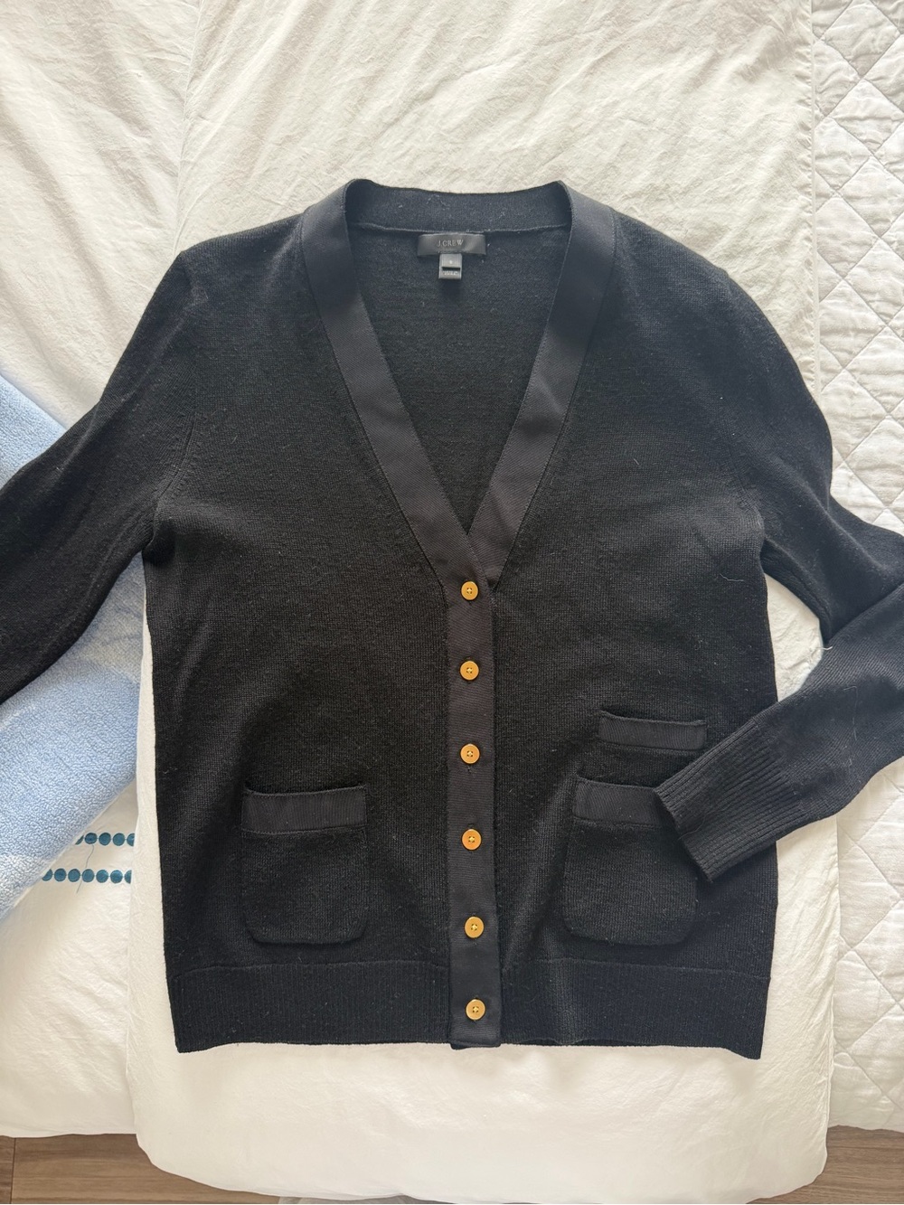 J. Crew Black Women's V-Neck Button Cardigan Sweater